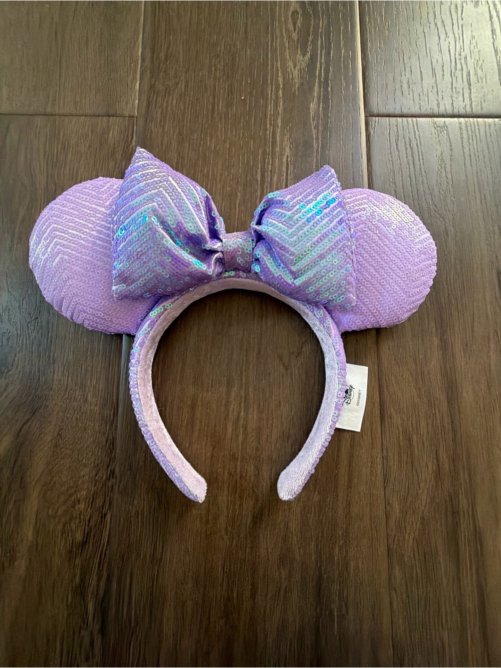 Disney Lavender Sequin Minnie Ear Headband with Iridescent Bow